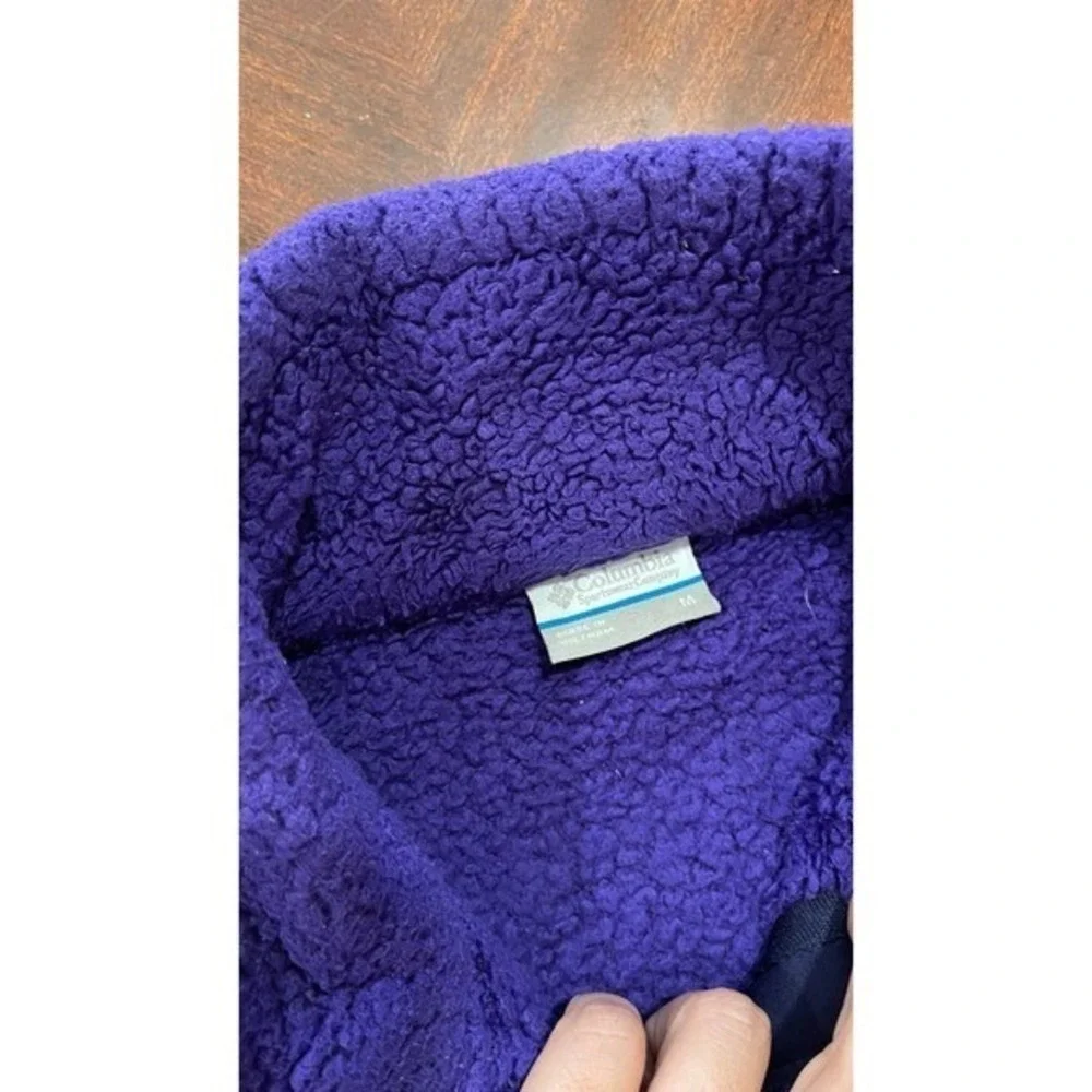 Columbia‎ Womens M Purple Sherpa Fleece Jacket Full Zip Outdoor Hiking Cozy